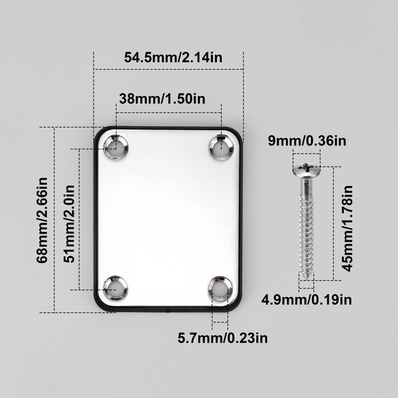 Swhmc Chrome Neck Plate for Electric Guitar with 1 Plastic Mat 4 Mounting Screws, Silver - Image 3